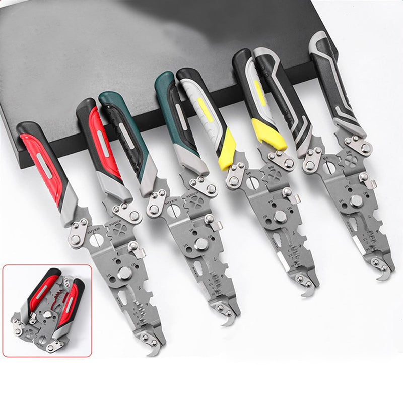 18 in 1 Foldable Wire Stripper, 2025 Upgraded Multifunctional Foldable Professional Wire Stripper, Multifunctional Wire Stripper Crimper Cable Cutter Pliers, Wire Stripper Tool (White) White
