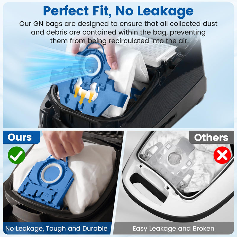 20 Pack 3D Airclean GN Vacuum Bags Compatible with Miele Classic C1, Complete C1, Complete C2, Complete C3, S227 S240, S270, S400, S2, S5, S8 Series Canister Vacuum Cleaner 20 pack GN Bags