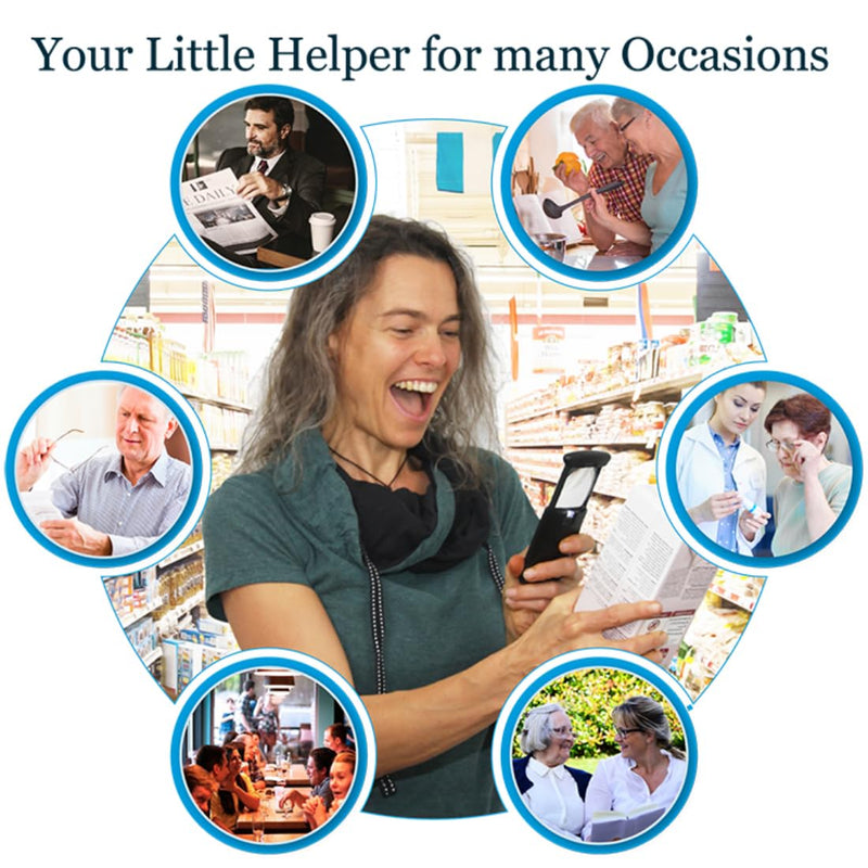 EasY Magnifier Small Pocket Magnifying Glass 300% with LED Light for Reading; Lighted Hand Held Coin Loupe; Mini Magnify Lens; Gifts for Seniors