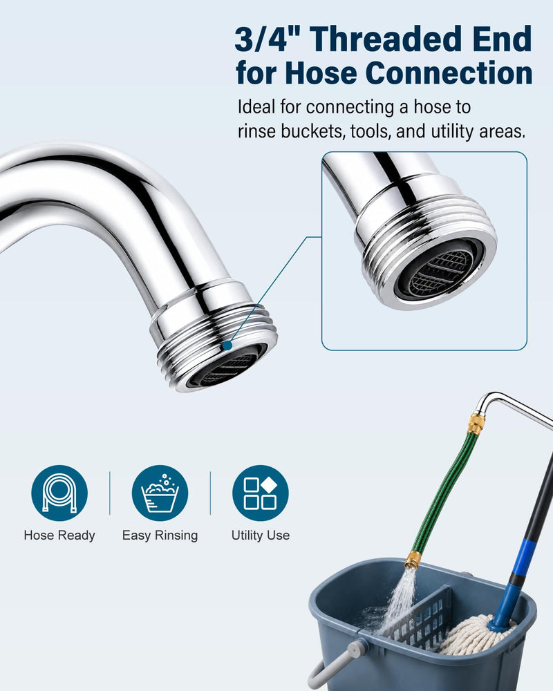 Aolemi Utility Laundry Sink Faucet,3/4" NPT Threaded End,Polish Chrome Polish Chrome