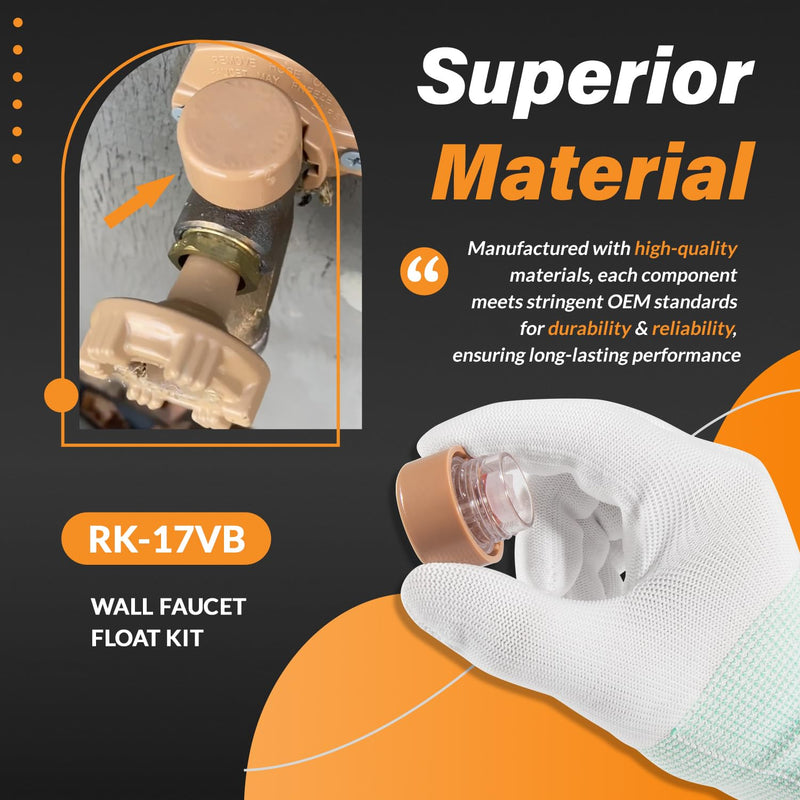 RK-17VB Vacuum Breaker Float Kit fit for Woodford Model 17, Freezeless Anti-Siphon Wall Faucet Repair Kit, 4 Pack RK-17VB