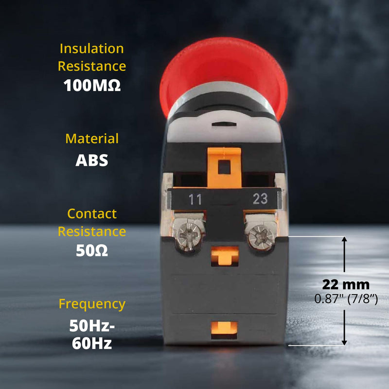 22mm Control Station Box Set – Momentary Push Button Switches (Red & Green), 2-Position Rotary Switch & Emergency Stop Button 1 Pack