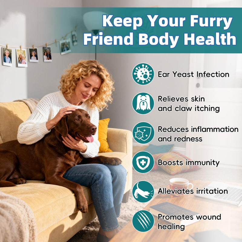 Yeast Infection Treatment for Dogs & Cats, Supports Healthy Itch, Inflammation, Irritation & Allergy Relief, Dog Ear Infection Treatment, Skin & Hair Care, Safe Natural & Effective Drops