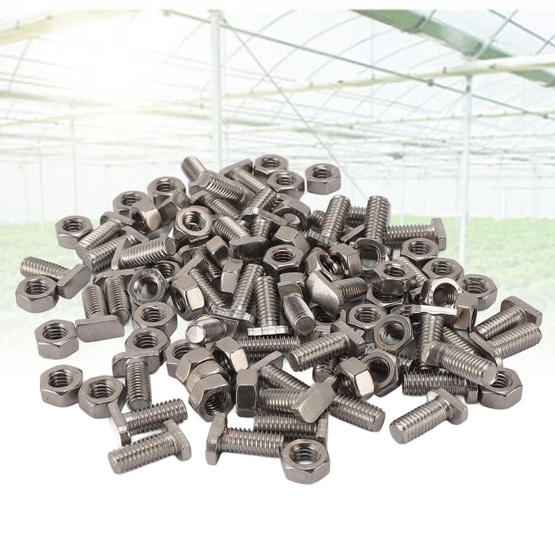 50pcs Greenhouse Bolts Nuts Set, Stainless Steel Greenhouse Bolts and Nuts M6X14 Bolts and M6 Hex Nuts for Outdoor Plant Gardening Installing and Fixing Greenhouse