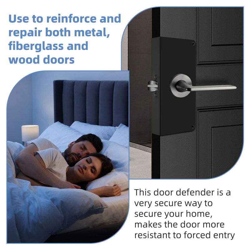 U 9585 Stainless Steel Door Lock Reinforcement Plate Black - 1-3/8 in. Thick Doors (Stainless Steel Finish) 2 Pack
