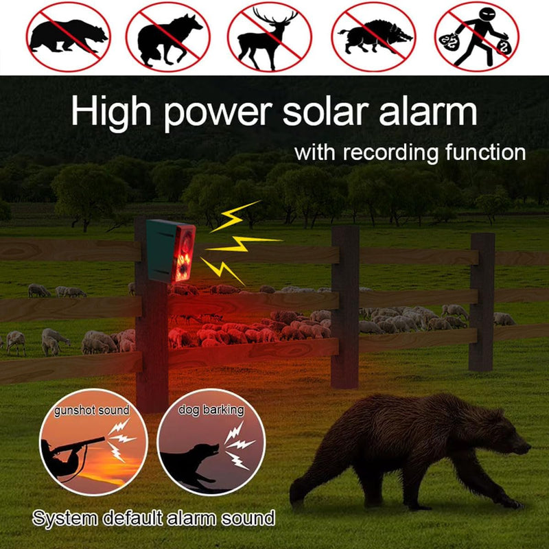 Solar Outdoor Motion Sensor Alarm - Barking Dog Motion Sensor, Motion Sensor Noise Maker with Remote Control 20 Second Recording, Say Goodbye to Intruders (911N-1) 1-Pack
