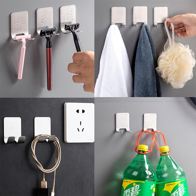 Waterproof Razor Holder Shaver Hook for Shower,Self Adhesive Hooks Stainless Steel Heavy Duty Storage Hook,Shower Hook for Razor,Wall Hook for Plug Robe Towel Bathrobe Coat for Kitchen Bathroom 2 Pack Black - NewNest Australia