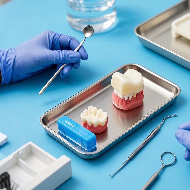 Stainless Steel Medical Instrument Trays, 3 Pack Metal Tray Medical Tray Dental Procedure Tray, Small Flat Trays for Dental, Surgical, Lab Tools, Tattoo, Nail Tools (3 Pack- 8.6" * 4.4" * 0.8") 3 PACK- 8.6" * 4.4" * 0.8"