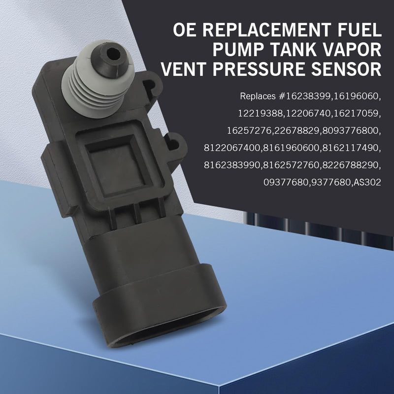 Car Fuel Tank Pressure Sensor – Vapor Vent Port Replacement, OEM #16238399 9377680 09377680 16196060, Compatible with Delphi 3rd Gen Sensors (Black)