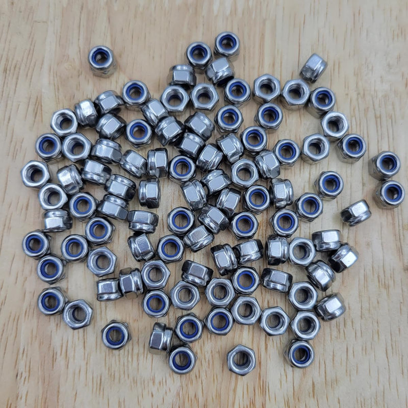 Tom's world M4 Nylon Insert Hex Lock Nuts, Stainless Steel 304 (18-8) DIN985 Locknut Self Clinching Nuts (M4(100PCS)) M4(100PCS)