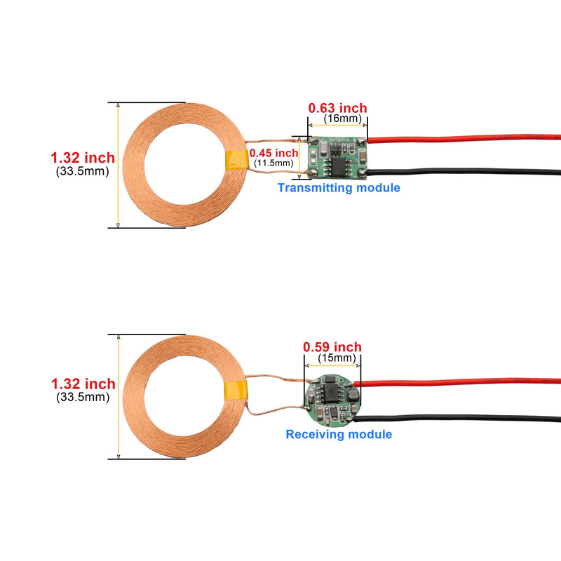 12V 15mm Distance Charging 5V 500mA Output 22mm Coil Power Charger Transfer (22mm Coil)