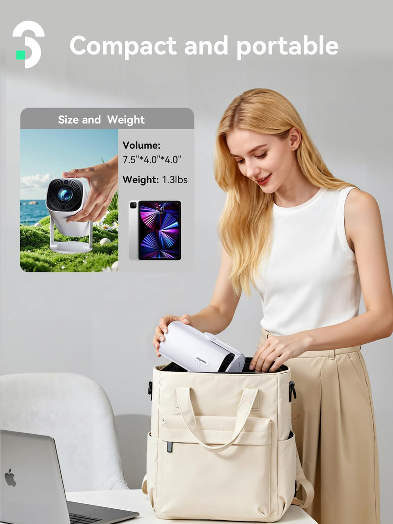 SOOMFON Mini Projector 1080P Support - Portable Small Video Movie Projector Bluetooth 5.1 Auto Keystone Electric Focus for Bedroom/Wall/Home/Outdoor/iPhone/Android/TV Stick SK1 Mini Projector