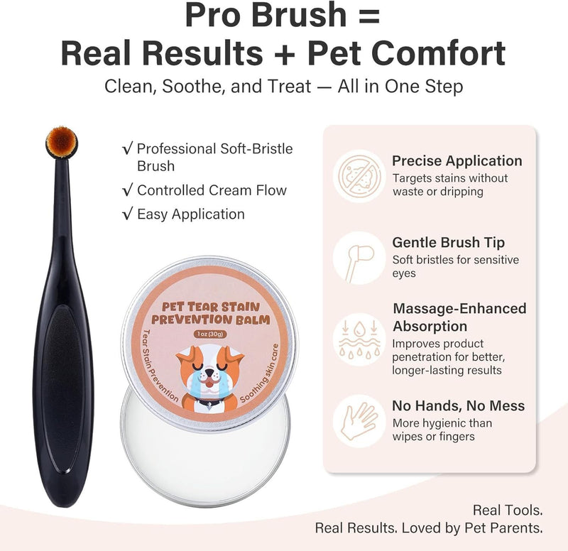 Angel Eyes Tear Stain Remover for Dogs, Tear Stain Remover Balm for Dogs & Cats with Pro Powder Brush – Natural Safe Gently Removes Eye Gunk & Stains – Great for White Dogs, Daily Eye Cleaning (2 PCS) 2