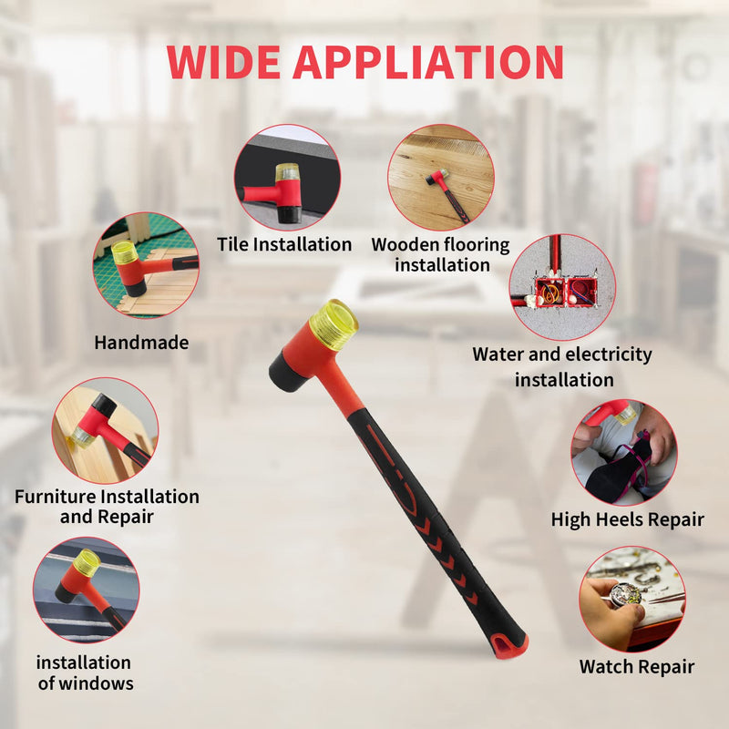 Rubber Mallet, Rubber Mallet Hammer, Double-Face Hammer, Small Rubber Mallet, Rubber Hammer for Vinyl Flooring, Tile, Crafts, Jewelry Making 25 Mm One-piece Mallet