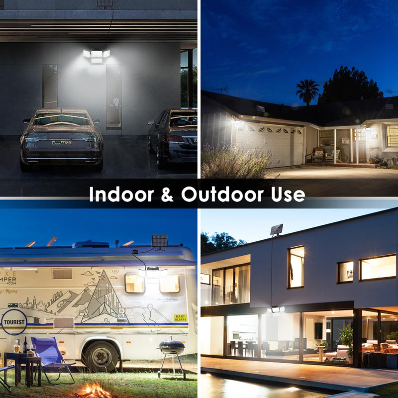 CLAONER Solar Outdoor Lights Motion Sensor 3500LM 288 LED Solar Security Lights with Remote Control IP67 Waterproof 4 Heads Solar Flood Lights with 16.4ft Cable 4 Modes Wall Lights(2 Pack) 2 Pack