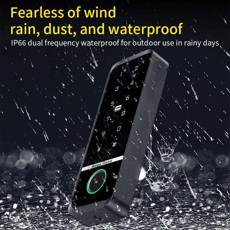 WiFi Access Control Keyboard Fingerprint Door Lock 125Khz EM+13.56Mhz MF RFID Card Reader Controler Keypad Intercom System,Smart Lock Electronic System Tuya App Control Waterproof IP67