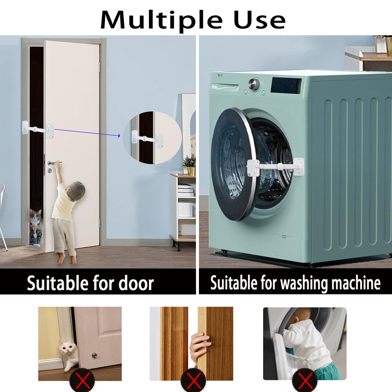 CMINGJ（3 Pack） Child Proof Window Restrictor, Adjustable Baby Safety Window Lock, Window Safety Locks for Toddlers & Pets, Easy to Install Suitable for Door, Washing Machine, Cat Door (White) 3 pack