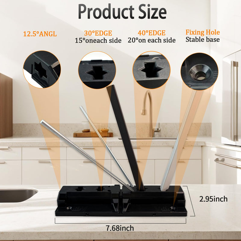 Tri-Angle Knife Sharpener, Premium Set with 2 Alumina Ceramic Stones, Portable Knives Sharpening System for Kitchen & Outdoor Knifes, Quick Sharpeners, Polishing
