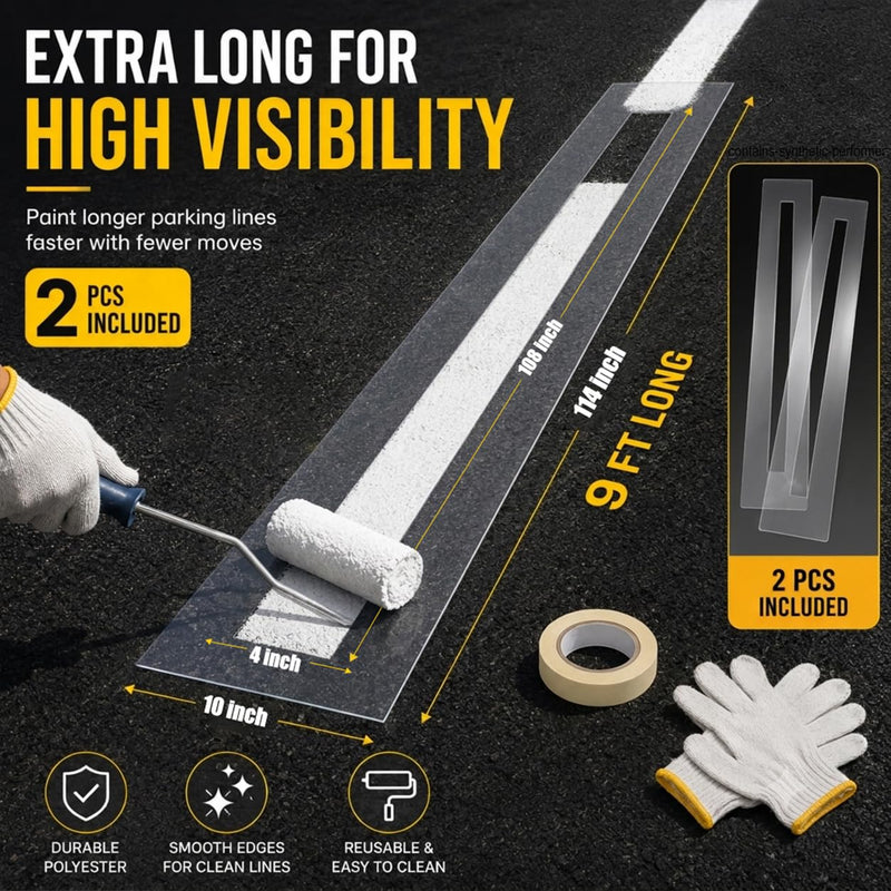 2-Pack 4 x 108 Inch Parking Lot Line Stencil for Pavement Striping Painting Parking Line Stencil * 2
