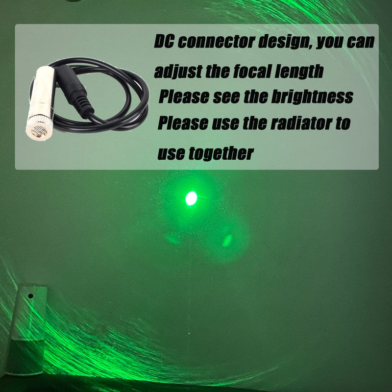 DC green laser module industrial laser module, adjustable focal length line length 19.7 ″/50cm DC plug diameter 12mm point (point-2pack) point-2pack