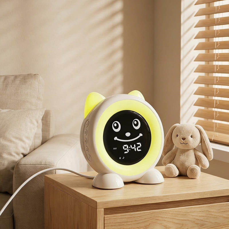 I·CODE OK to Wake Kids Alarm Clock,Toddler Sleep Training Clock with Night Light & Nap Timer for 2-10 Years Old Boys Girls White