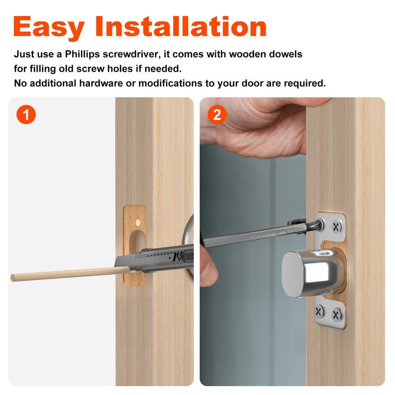 Oversized Deadbolt Strike Plate 1.125" x 2.75" - Adjustable Strike Plate for Exterior Doors Fix Dead Bolt Misalignment/Sticking Large Hole Strike Plate with 12 Screws and 3 Wood Dowel Strips (3 Pack)