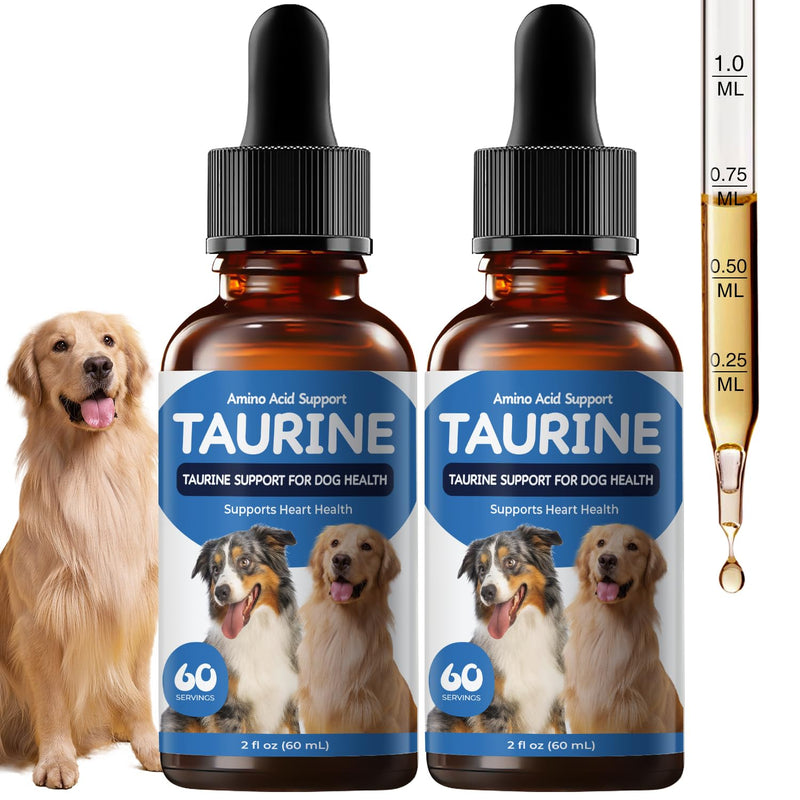 Taurine Liquid Supplement for Dogs, Daily Amino Acid Drops Supporting Heart & Muscle Function, Energy Balance & Physical Stability, 60 ml 60 ml (Pack of 2)