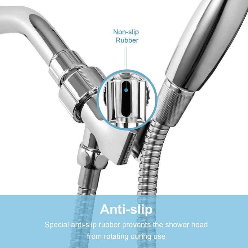 OFFO Shower Head Holder for Handheld Shower Head, Adjustable Shower Arm Mount for Connecting Shower Arm and Shower Hose, 1/2 Inch IPS Female Inlet and Male Outlet, Chrome Finish Acrylonitrile Butadiene Styrene (ABS)