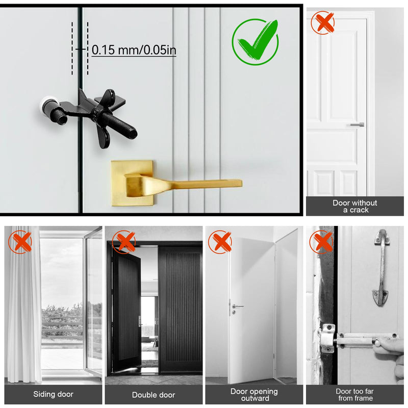 AceMining Upgraded Portable Door Lock Home Security Door Locker Privacy Perfect for Traveling Hotel Home Apartment College and Travel Lockdown Locks for Additional Safety, Black 1 Pack