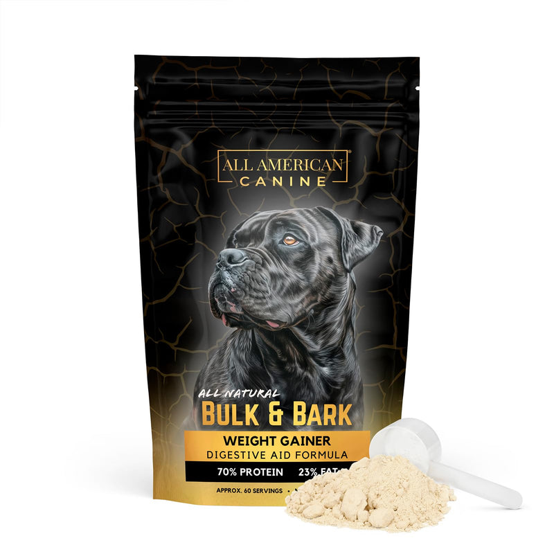 All American Canine Dog Weight Gainer + Digestive Aid Formula, Natural Health Supplement Food Topper, Weight Gain Supplements for Dogs, & Dog Muscle Builder - 60 Servings 60 Servings (1.5 lbs)