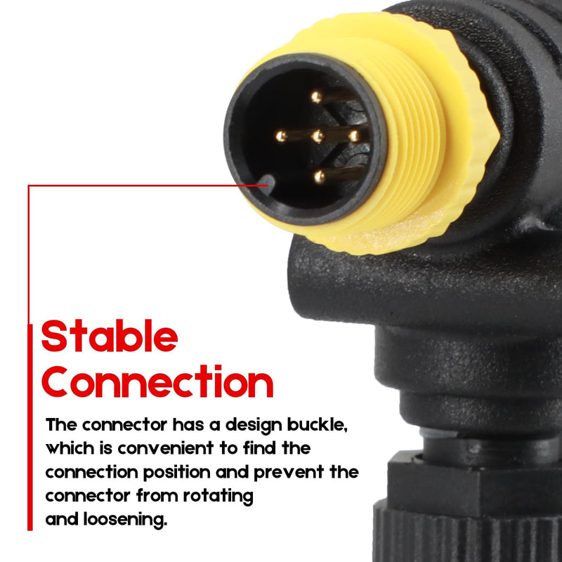 NMEA 2000 Cable for Lowrance Garmin Simrad Network System, Marine Grade NMEA 2000 Backbone, Drop, Extension Cables (2FT, Black) 2FT Drop Cable