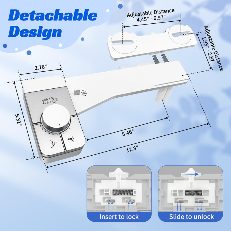 Bidet Attachment for Toilet,Self Cleaning Water Sprayer Adjustable Water Pressure Control,Slim Bidets for Toilets,Quick & Easy Installation (White） A2-Bidet Attachment