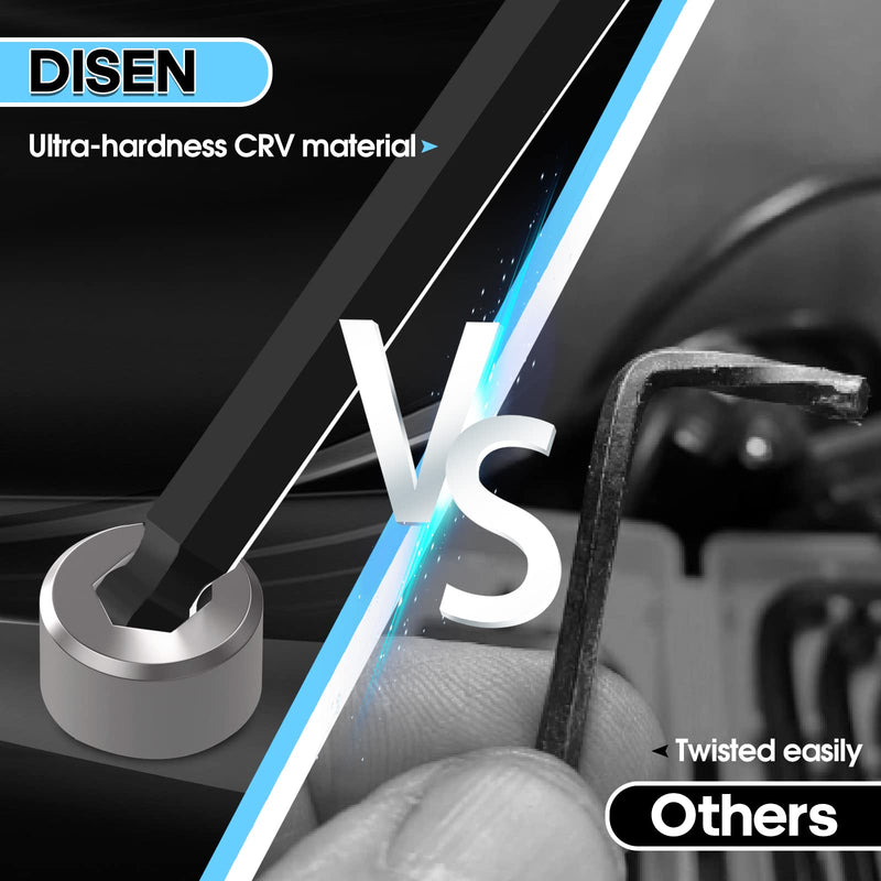 DISEN 13 Pieces Hex Key Allen Wrench Set Metric Size with Ball End, 1.27-10 MM, Long Arm Ball Design, Chrome Vanadium Steel 13PCS Metric