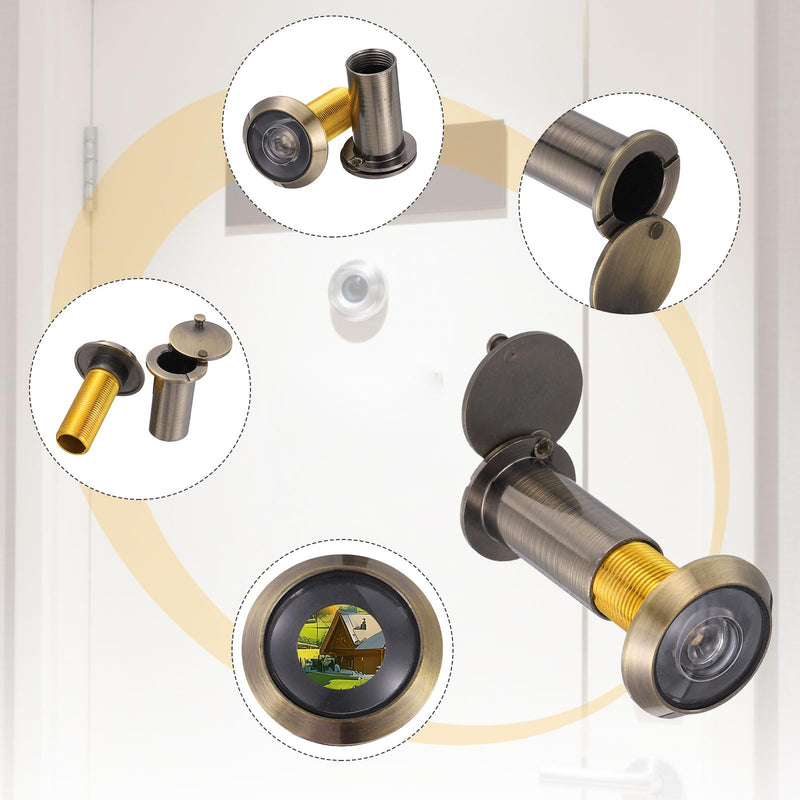 PATIKIL 24 mm Door Viewer Peephole, 2 Pcs Zinc Alloy 200-Degree Privacy Door Viewer with Heavy Duty Rotating Privacy Cover Fits for 1-9/16" to 2-3/16" for Home Office Hotel, Bronze 24mm