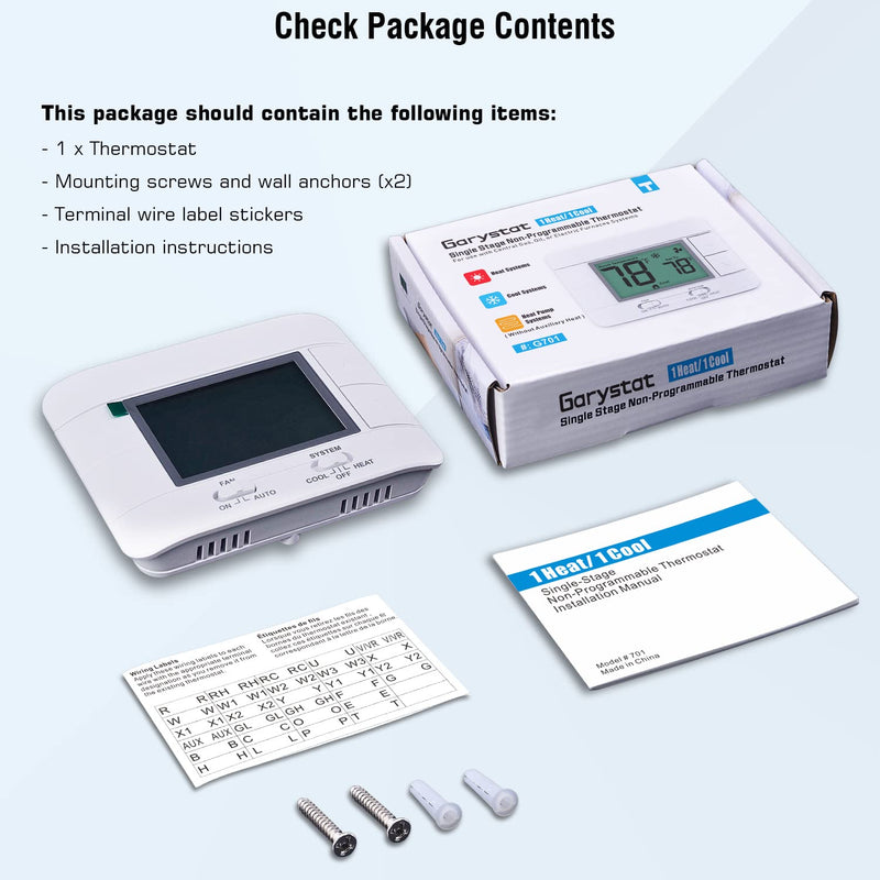 Upgraded Digital Non-Programmable Thermostat for Home 1 Heat/1 Cool Single Stage System, with Temperature & Humidity Monitor and Large Blue LCD Display - NewNest Australia