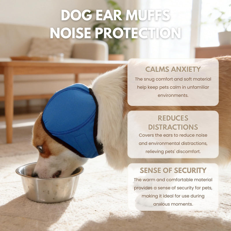 Waterproof Dog Ear Covers for Bathing,Hematoma,Drying,No Shake Ear Wraps for Dogs Ear Muffs Noise Protection Anxiety Relief,Adjustable Dog Calming Hoodie Shower Cap for Grooming(Blue,M) Blue Medium