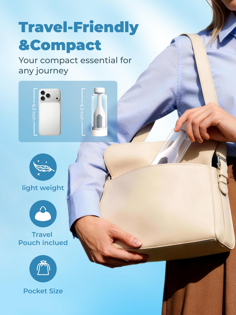 Portable Bidet for Travel, Rechargeable Electric Travel Bidet with Dual Spray Modes, 360°Adjustable Nozzle, High Pressure Cleaning, USB-C Charging, IPX7 Waterproof for Camping Postpartum Hygiene White