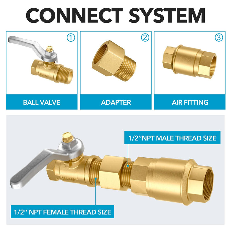 3PCS Brass Pipe Fitting, 1/2" Female x 1/2" Male NPT Thread Brass Hex, Adaptor 1200psi High Pressure 3PCS-1/2" Female x 1/2" Male
