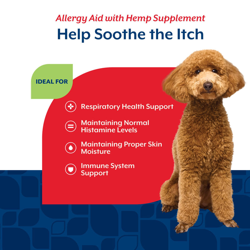 NaturVet Hemp Allergy Aid Supplement for Dogs, Hemp Seed, Antioxidants, Omegas, Dha & Epa for Healthy Skin & Respiratory Health, 120 Count 120 Soft Chews No Color