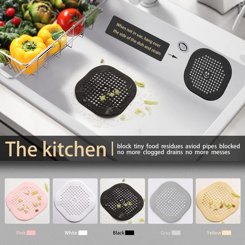 2 Pack Drain Hair Catcher Silicone Bathroom Accessories Shower Drain Protector Sink Drain Strainer Hair Stopper for Shower Kitchen Bathroom Tub Grey Gray