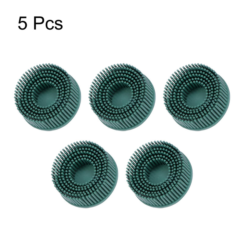 HARFINGTON 5pcs Bristle Disc 2" 50 Grit Abrasive Brush Deburring Electric Disc Brush with Quick Change Roll Lock Abrasive Coating Removal Disc for Metal, Green