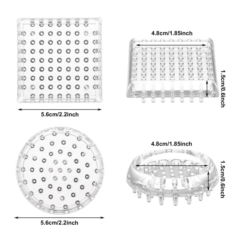 32Pcs Carpet Protector, Spiked Plastic Caster Cups Clear Round and Square Spiked Furniture Cups for Chair, Table, Sofa, Bookcases Furniture