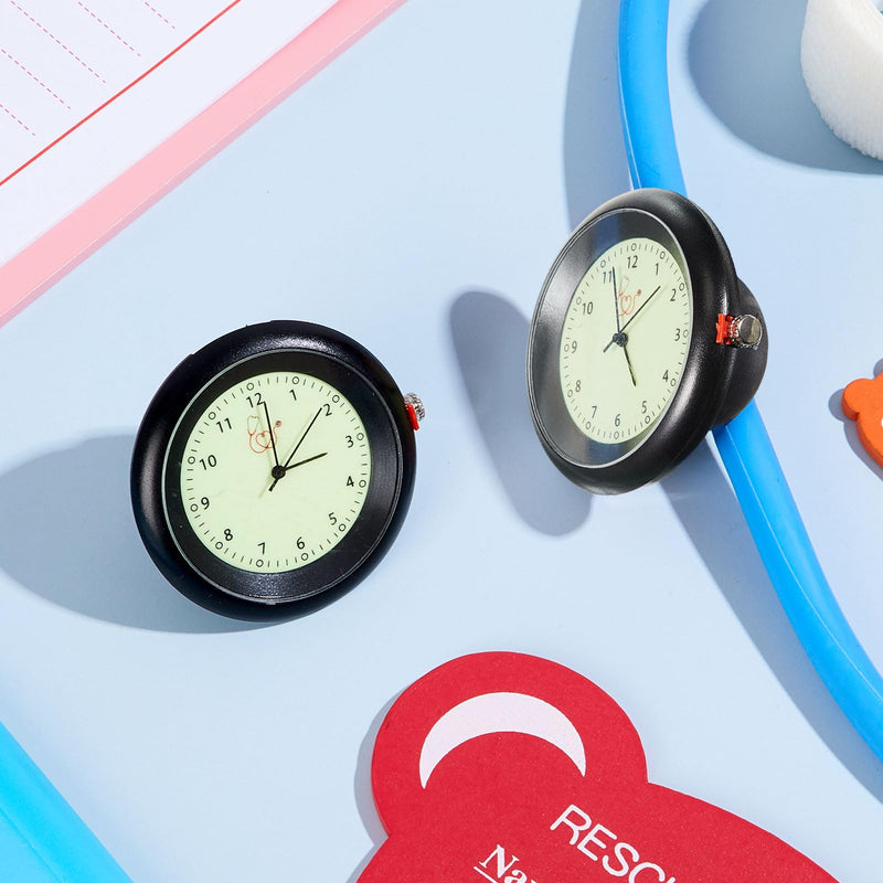 1 Pcs Glow in The Dark Stethoscope Watch Nurse Gift Clip on Pocket Clock with Second Hand 2025 CNA Week Appreciation Accessories for Doctor Clinic Staff (Black) 1 Black