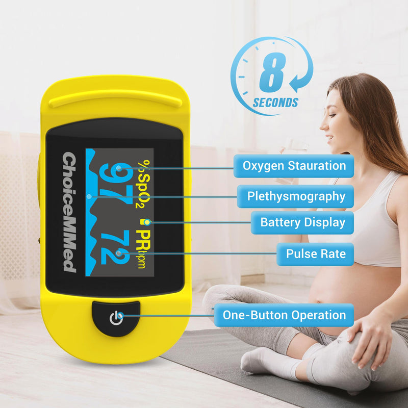 ChoiceMMed C20 Pulse Oximeter - Fingertip Pulse Oximeter Blood Oxygen Saturation Monitor - Large OLED Screen SPO2 Monitor with Lanyard and Carrying Case