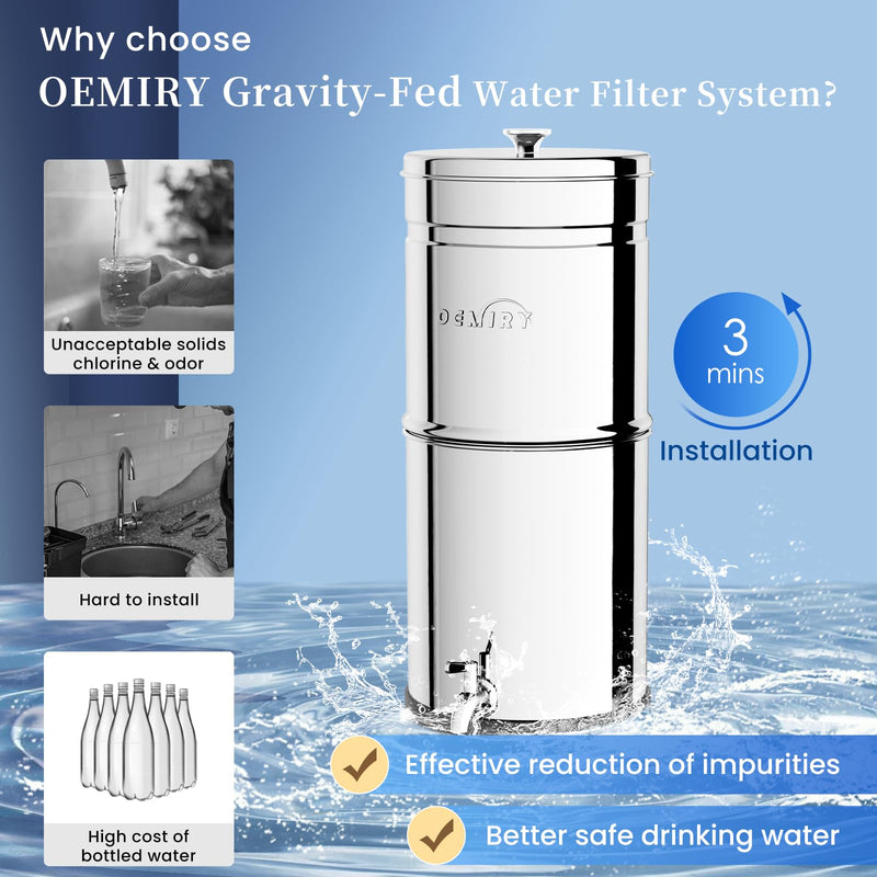 Replacement Carbon Cartridge for Gravity Filter System, Pack of 3 RF03 3 Carbon Filters Set