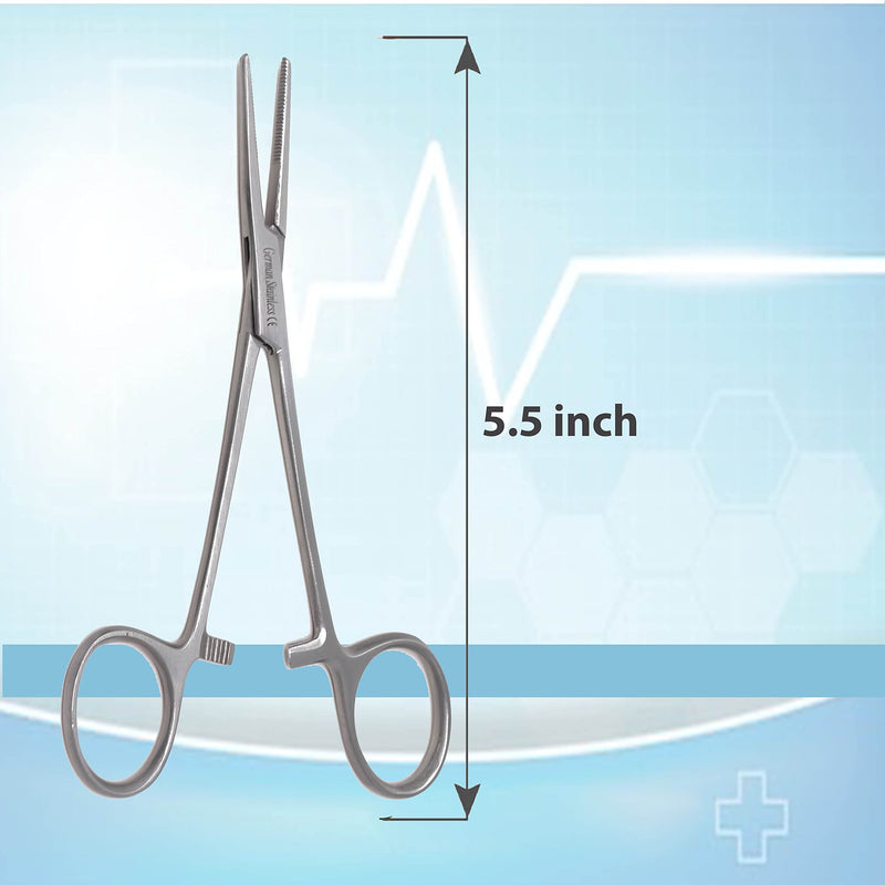 Half Serrated Locking Hemostat Forceps 5.5" (14cm) Straight, Ideal for Ideal for Hobby Tools, Electronics, Fishing, Nurse, Premium Quality (Satin Premium) Satin Premium