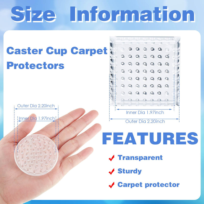Queekay Carpet Protector Spiked Caster Cups Plastic Caster Cups Round and Square Comfortable Touch Caster Cup Spiked Furniture Cup for Sofas, Tables, Chairs Offices Bookcases Other (24) 24