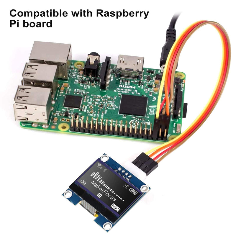 MakerFocus 2pcs 1.3 Inch I2C IIC OLED Display Module 128 x 64 Pixel SSD1306 Self-Luminous Display Board for Arduino/Raspberry Pi/ESP32 2