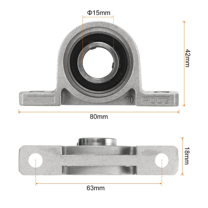 uxcell 4pcs KP002 Flanged Pillow Block Bearings 15mm Bore, Zinc Alloy Self Aligning Flange Mounted Bearings