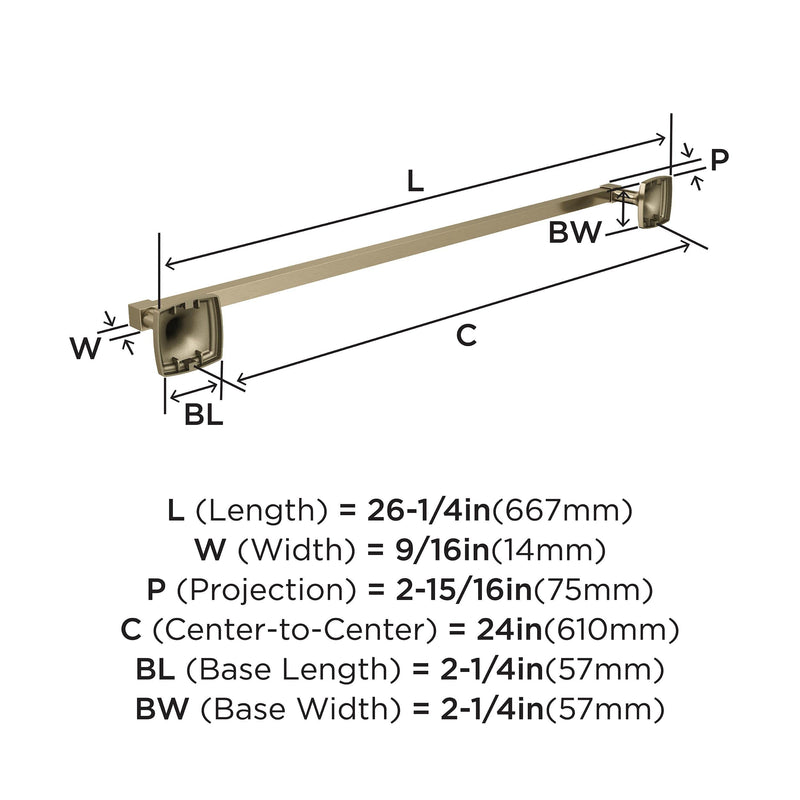 Amerock BH36094BBZ | Golden Champagne Towel Bar | 24 inch (610 mm) Center-to-Center Towel Rack | Stature | Bathroom Towel Holder | Bathroom Hardware | Bath Accessories